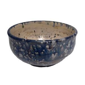 Blue Speckled Drip Glazed Studio Art Pottery Bowl
